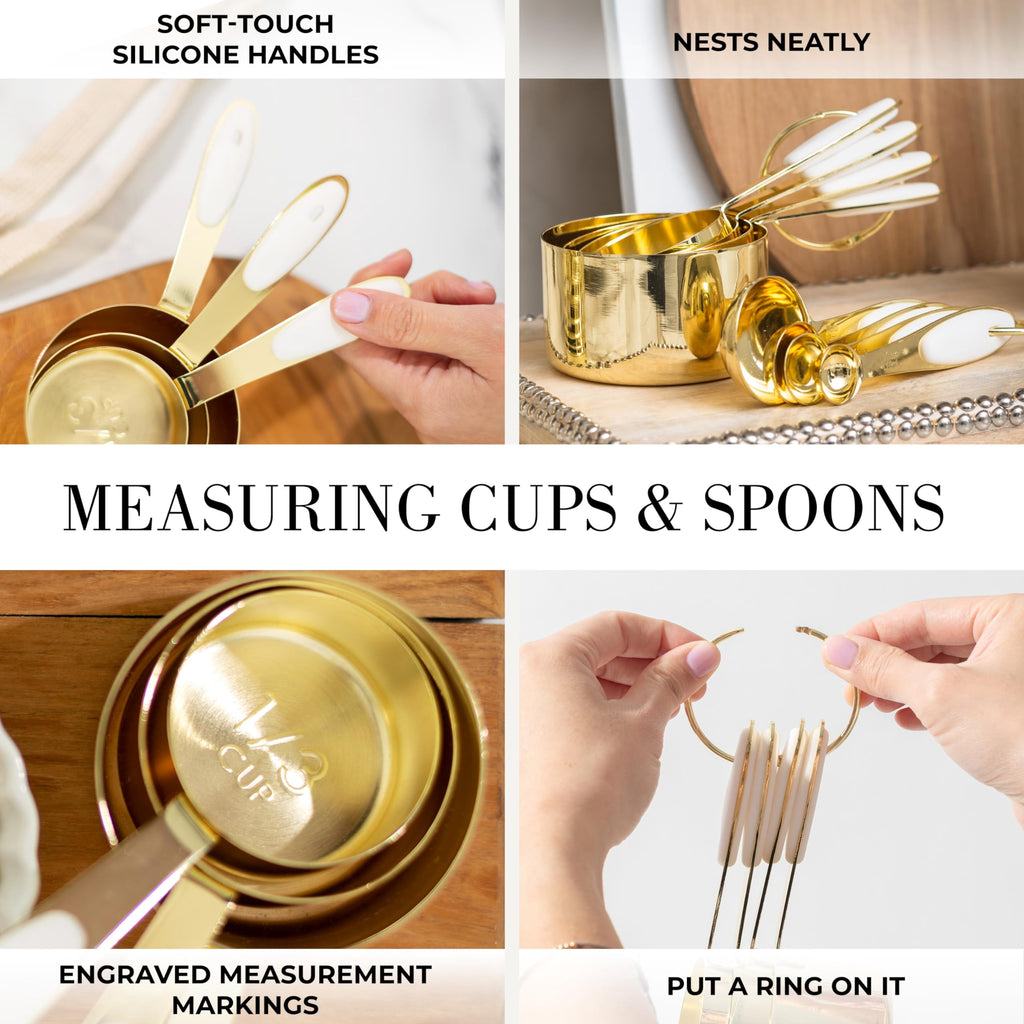 Styled Settings White and Gold Kitchen Utensils Set - 15-Piece Non-Scratch, White and Gold Utensils Set Includes White Silicone Cooking Uten - Image 5