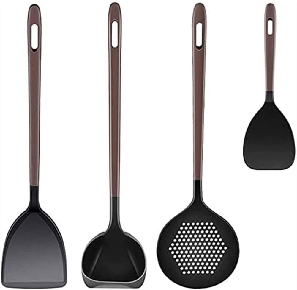 RKXQT  Silicone Cooking Utensil Set, Cooking Tools, Kitchen Utensils Set with Wooden Handles, Food-Grade Silicone Heads-Silicone Kitchen Gad - Image 2