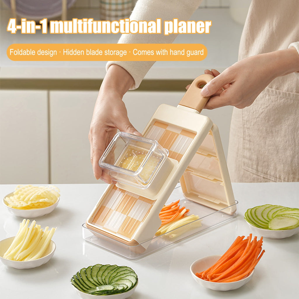 Vegetable Cutter 4-in-1 Food Chopper Grater with Blades Salad Prep Tool for Slicing Dicing Shredding Safety Restauran... - Image 2