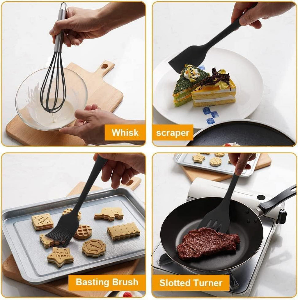 5Pcs/Set Silicone Kitchen Utensil Set - Heat Resistant Spatulas, Whisk, Brush,Scraper -Cooking Tools - Image 4