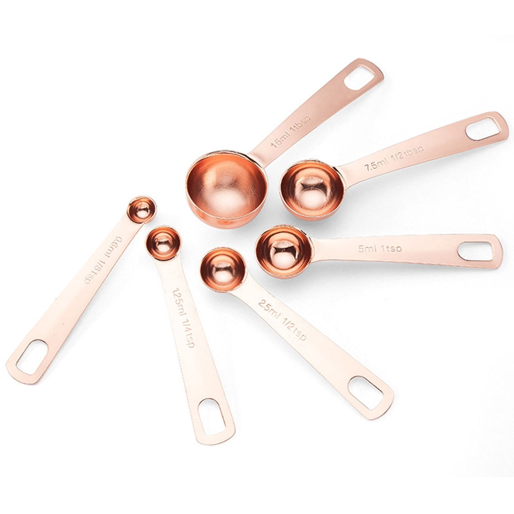 Baking Supplies Kitchen Gadget Scaled Tools Stainless Steel Measuring Spoons Rose Gold - Image 2