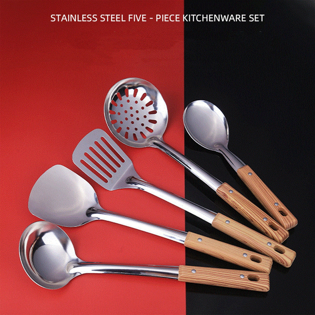 Cinvoph Kitchen Utensil Set 5 Piece Heavy Duty Stainless Steel Cooking Tools Heat Resistant Durable Kitchen Gadgets 3"x14" - Image 4