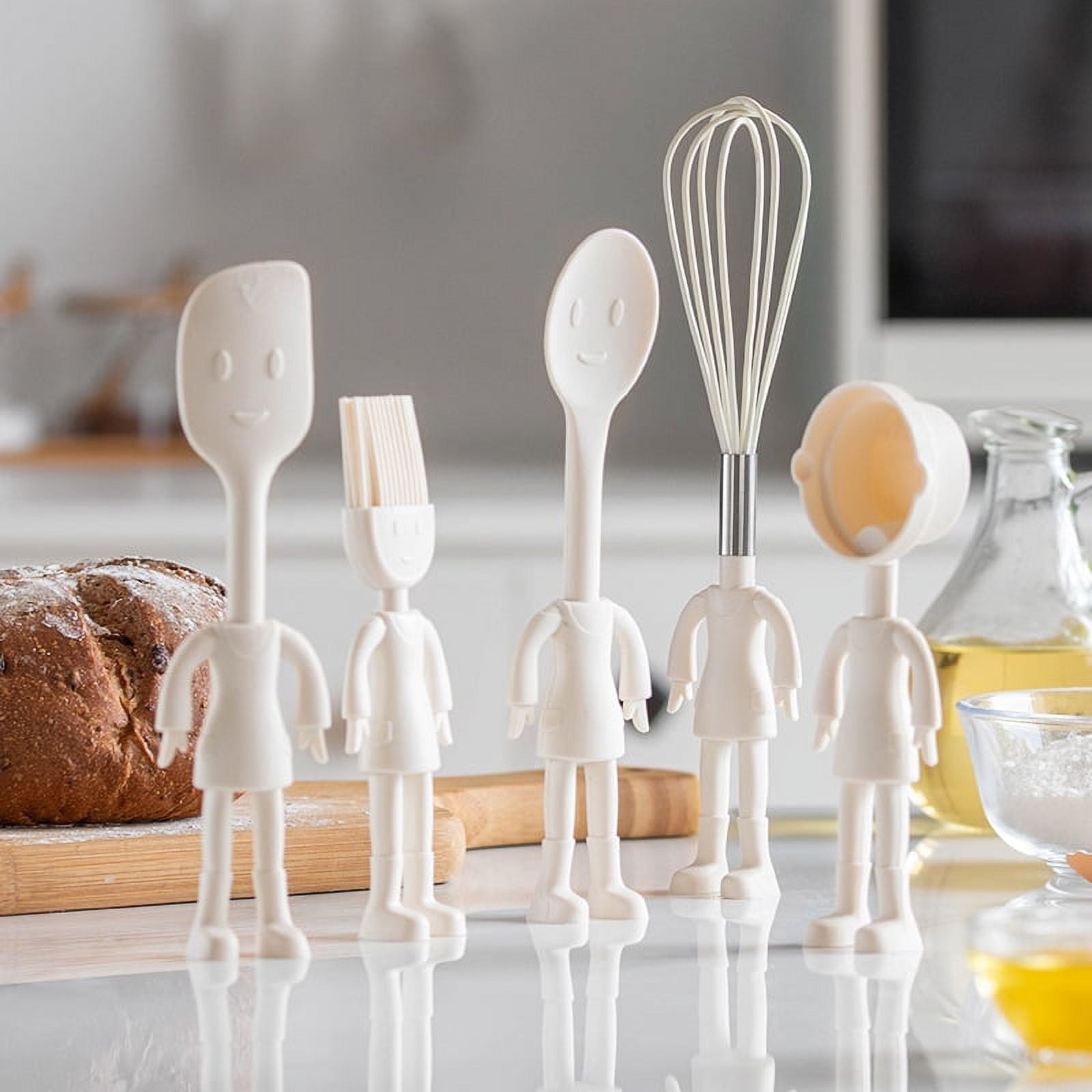 5pc Set Adorable Cartoon Silicone Baking Tools Set for Kids, Creative Kitchen Utensils for Baking and Cooking - Image 2