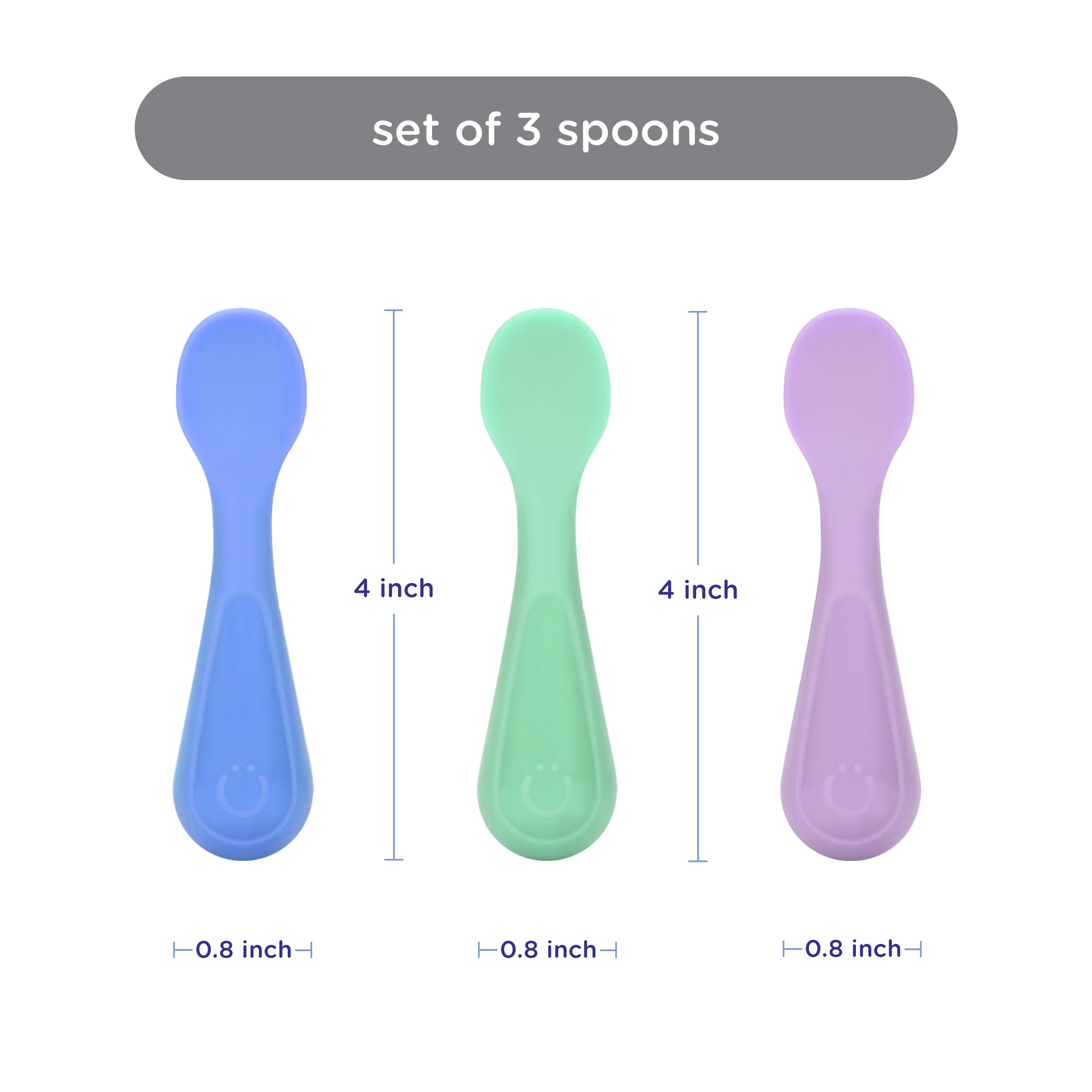 Silicone Toddler Training Spoons, Baby, Silicone Flatware Sets, 3 Pack - Image 2