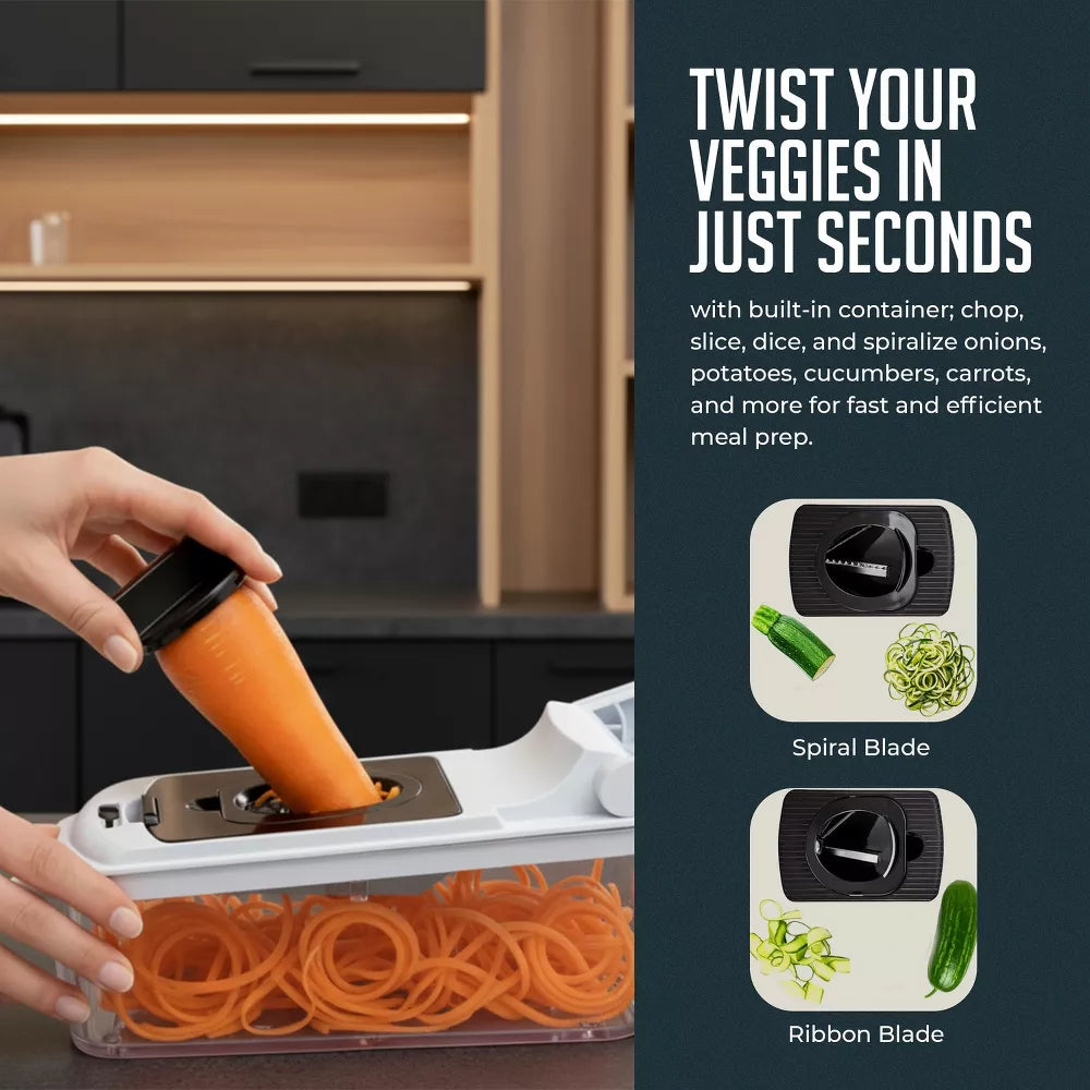 and Spiralizer, 4-in-1 Heavy Duty Manual Food Slicer and Kitchen Dicer & Meal Prep Container for Potatoes, and Veggies - Image 5