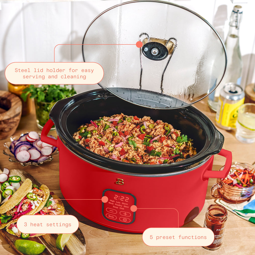 6 Qt Programmable Slow Cooker, Tomato Red - Image 3