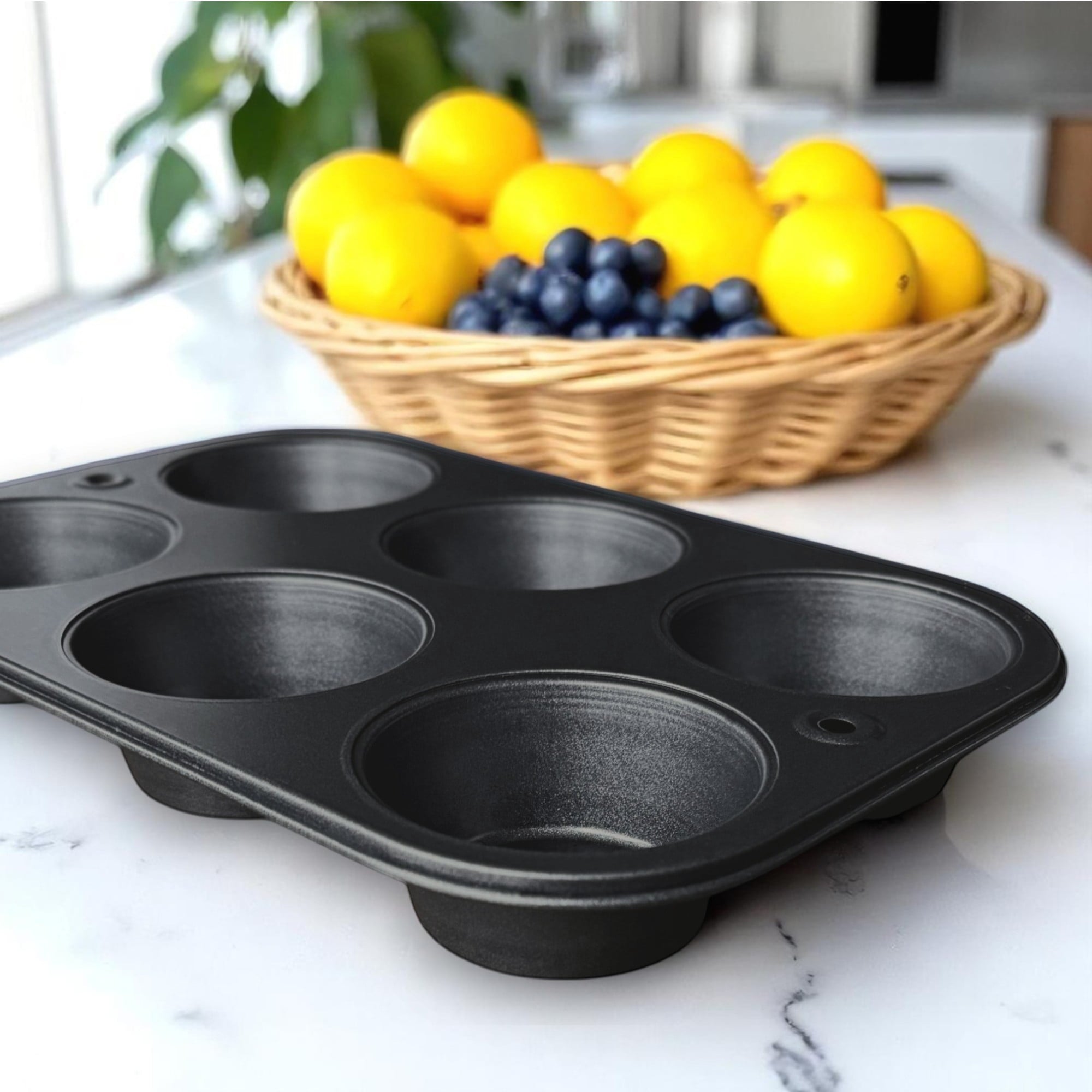 6-Cup Nonstick Steel Muffin Pan, 2.9" Cup, Gray, 1 Count - Image 4
