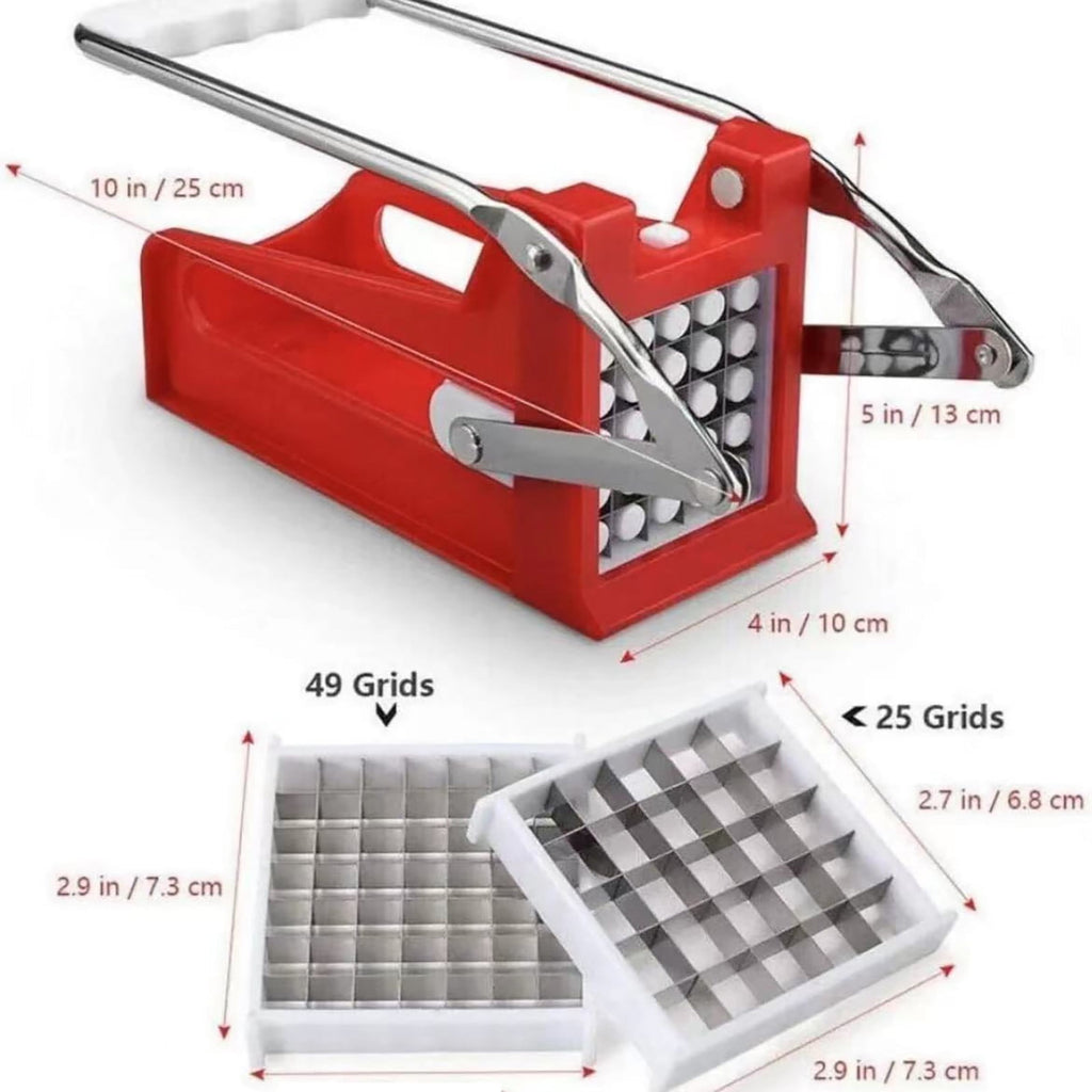 3-in-1 Potato Chipper & Vegetable Dicer | Manual French Fry Cutter with 2 Interchangeable Stainless Steel Blades | Re... - Image 3