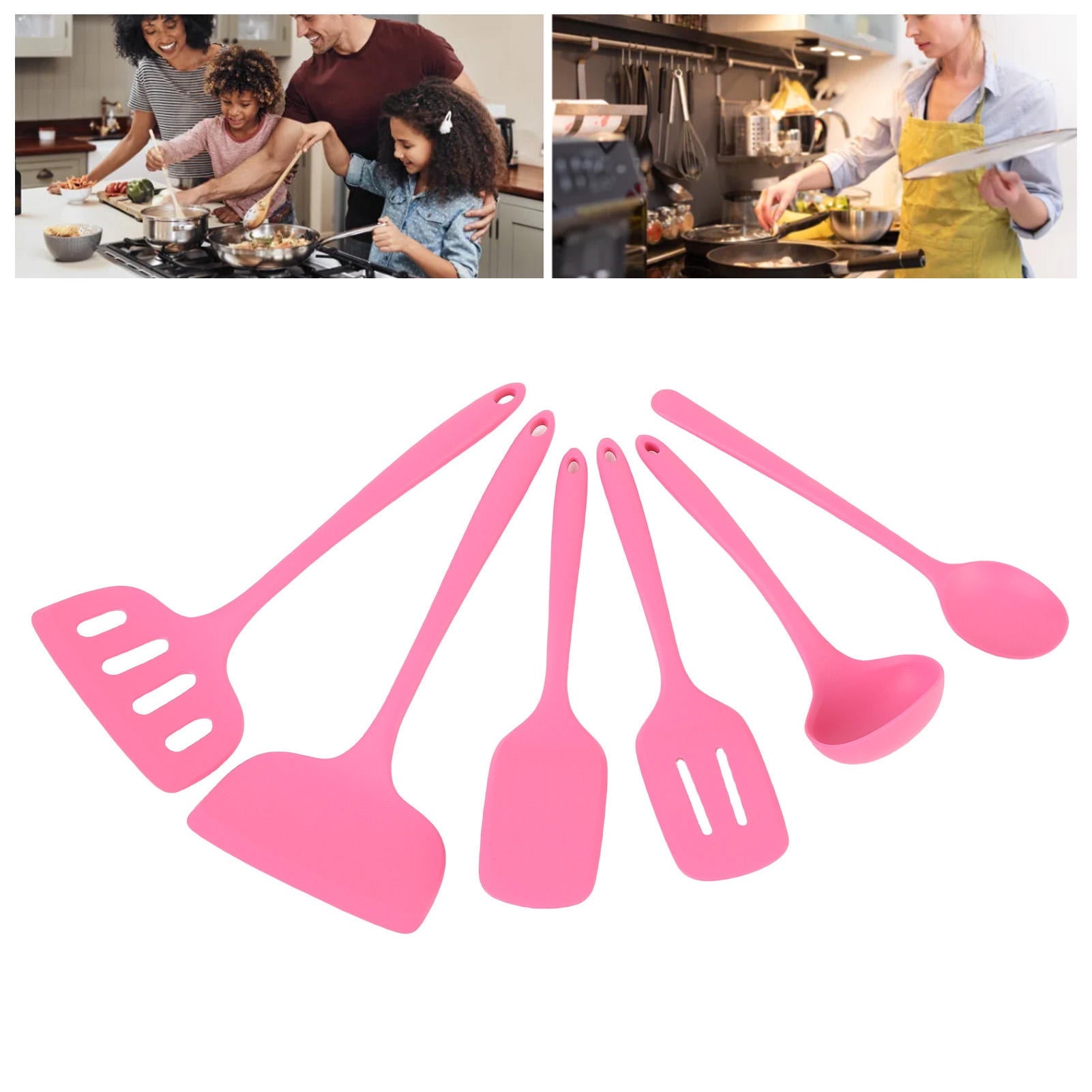 6 Pieces Silicone Kitchen Utensil Set, Heat Proof & Anti Abrasion Multifunctional Cooking Tools for Home (11.8 inches... - Image 4