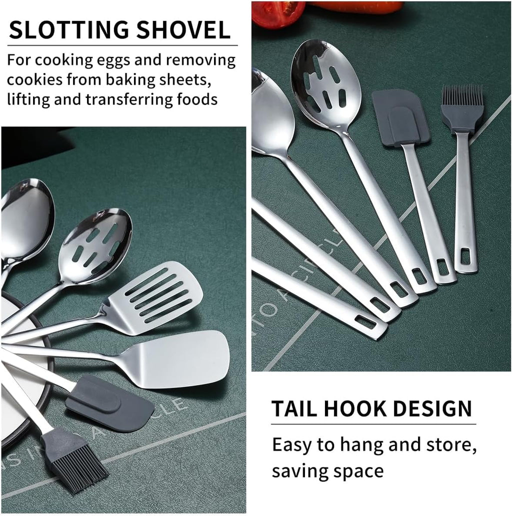 Stainless Steel Kitchen Utensils Set 40 Pieces, Cooking Utensil Set with Utensils Holder, Kitchen Gadgets Kitchen Ess... - Image 3