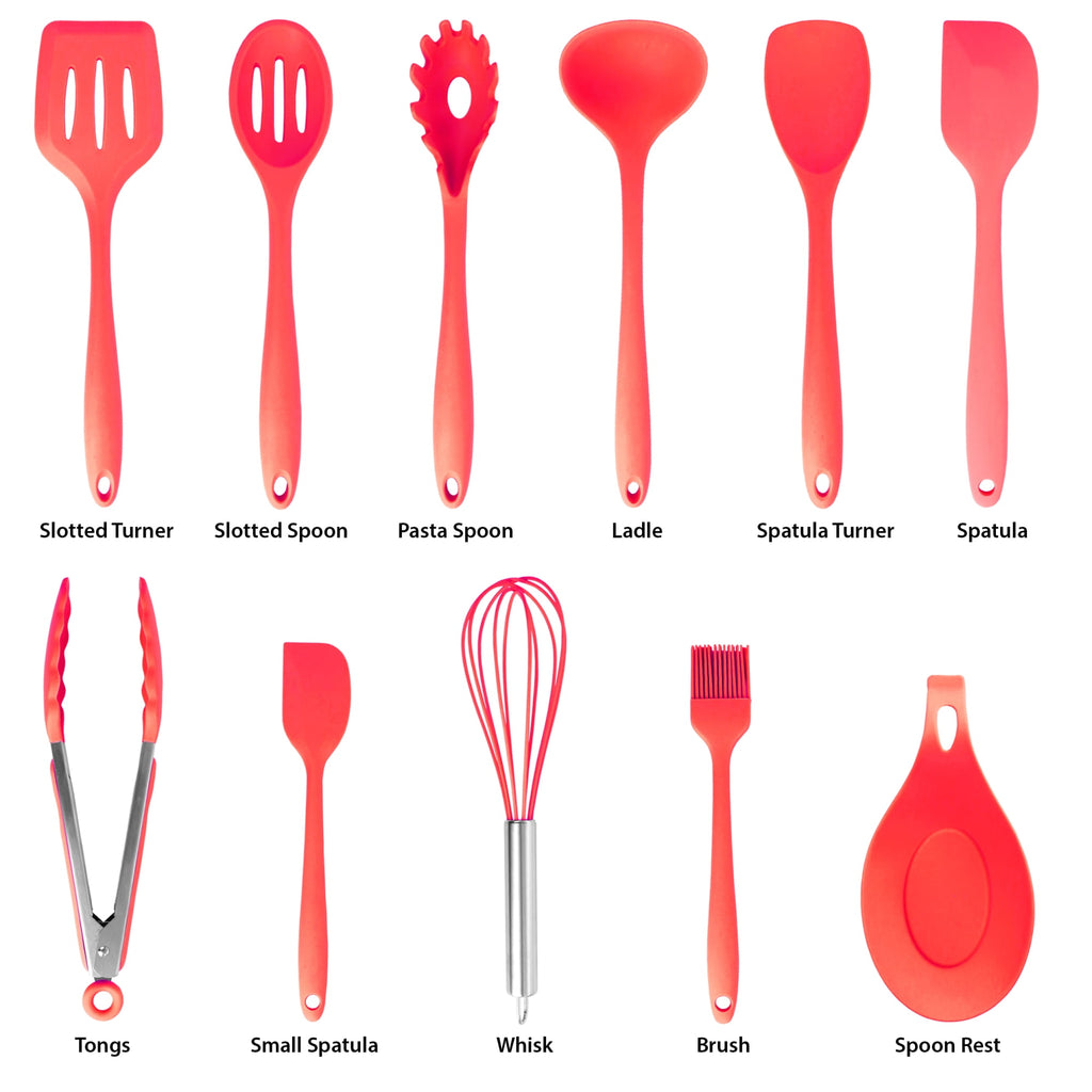 Red 12 Piece Silicone Cooking Utensils - Image 3
