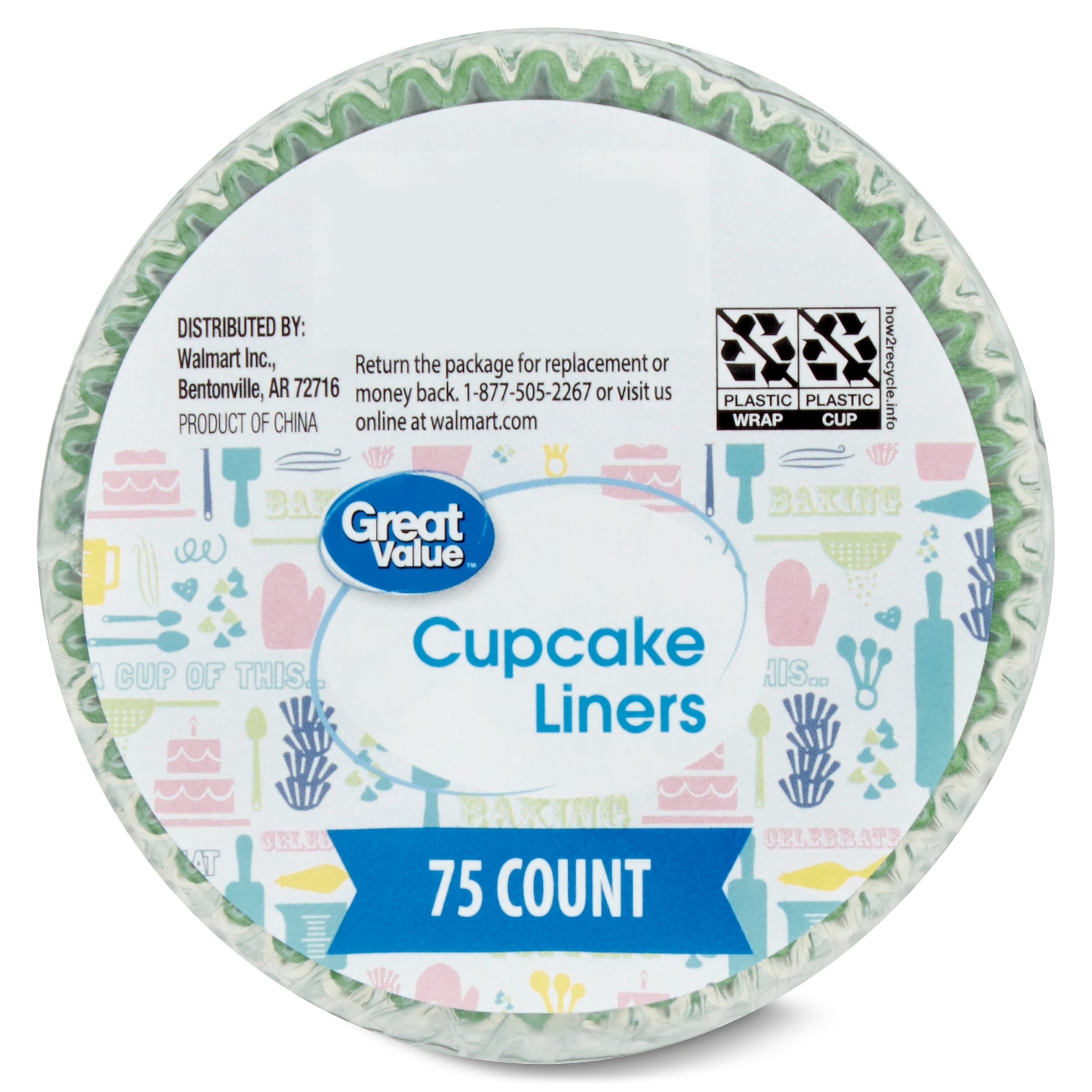 Cupcake Liners, Green & White, 75 Count - Image 4