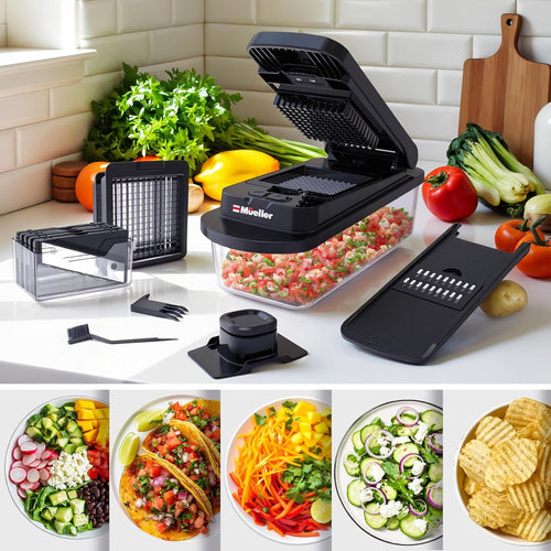 10-in-1 Cutter, Food with Container, Multifunctional Cutter with 8 Blades, Mandoline Slicer, Dicer & Grater, Black - Image 2
