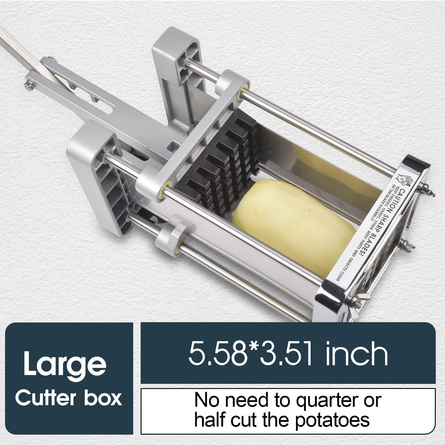 French Fry Cutter for Potatoes, Stainless Steel Professional Potato Cutter with 1/2inch Blade - Image 2