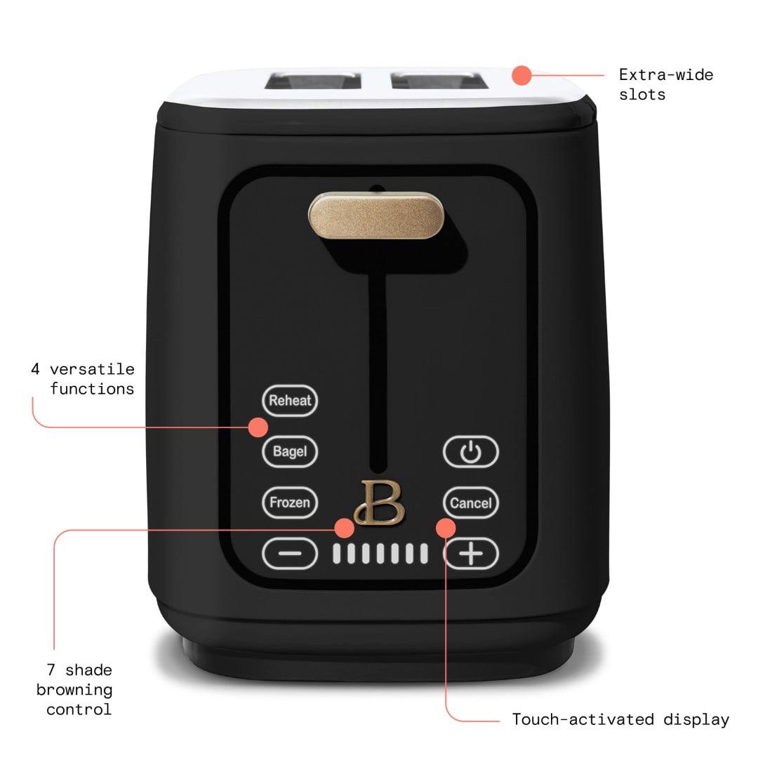 2 Slice Toaster with Touch-Activated Display, Black Sesame - Image 4