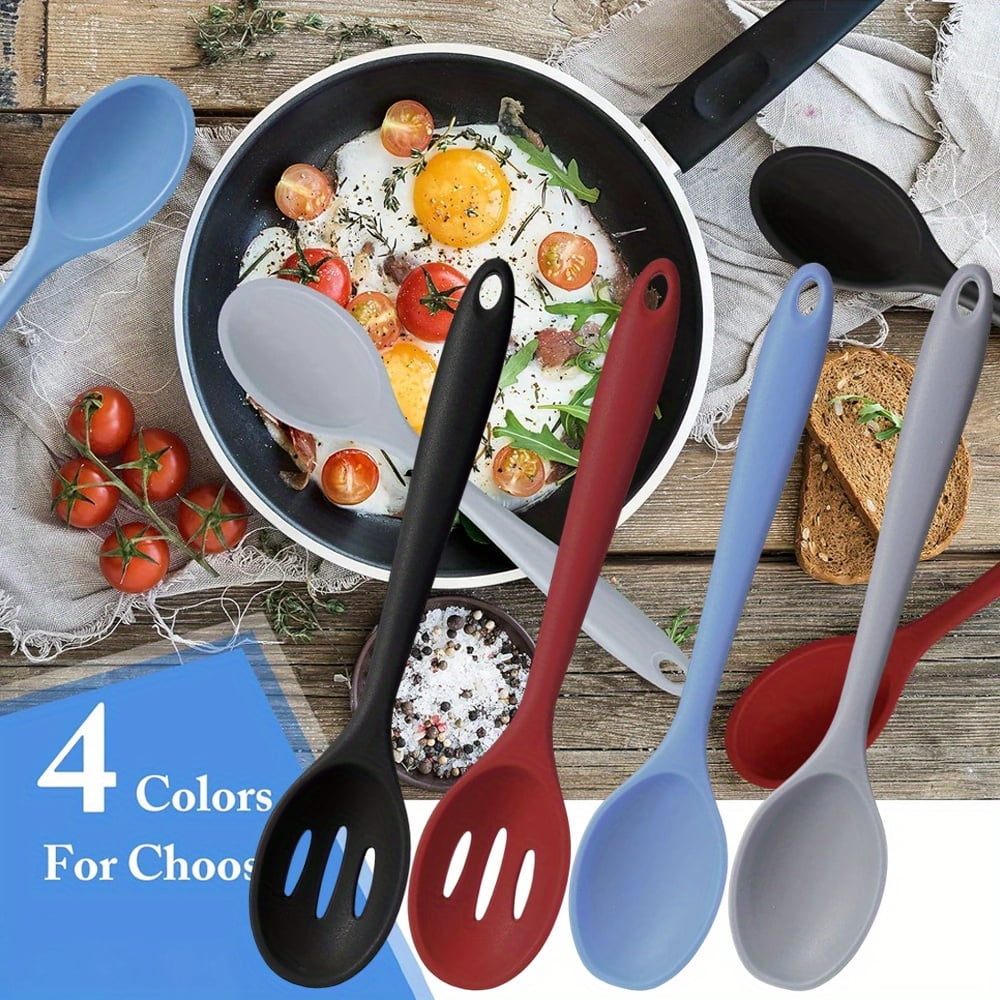 Professional 4-Piece Silicone Spoon Collection - 8-Inch Ergonomic Cooking Utensils with 1.8-Inch Wide Bowl, Heat Resi... - Image 6