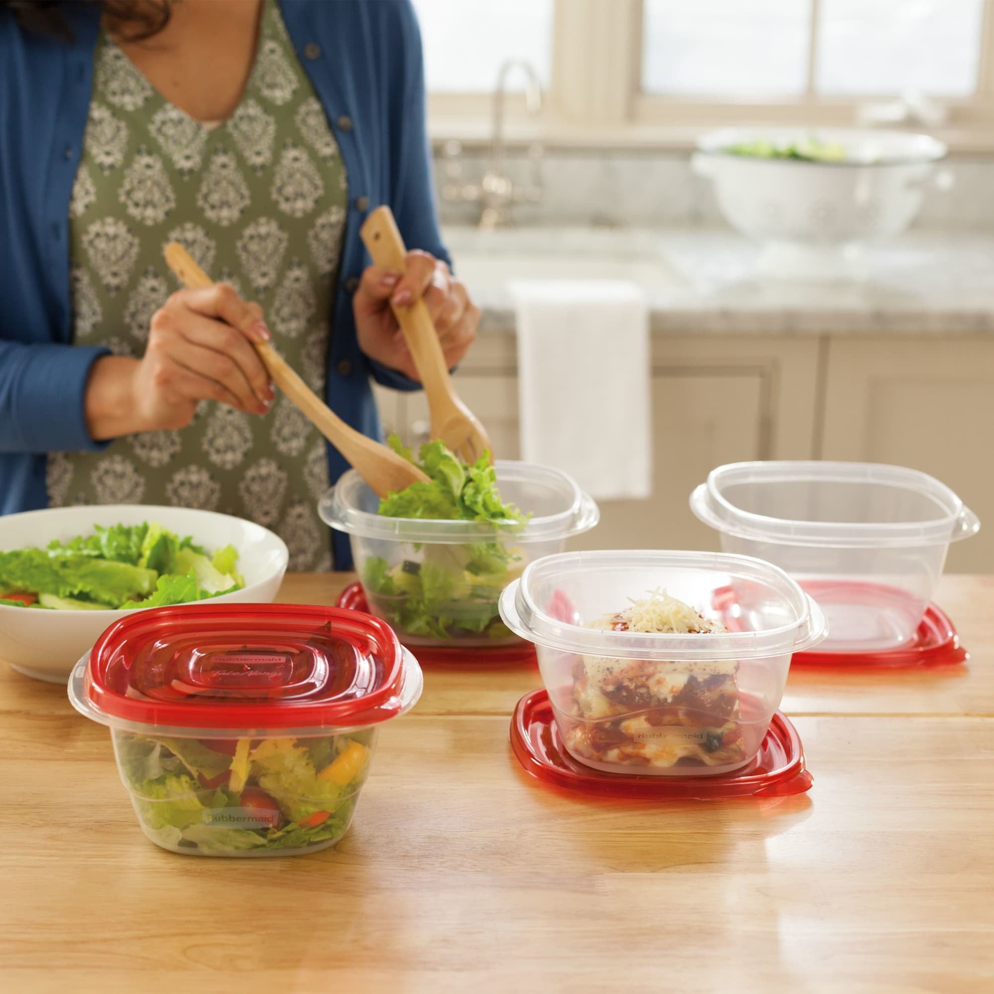 TakeAlongs 5.2-Cup Deep Square Food Storage Containers, Ruby Red, 4 pack - Image 3