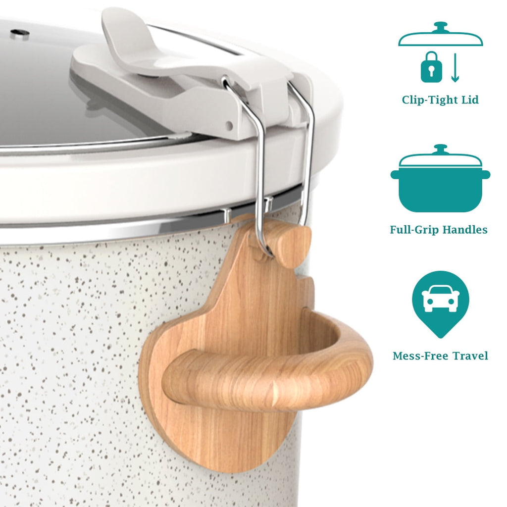 6-Quart Portable Linen Speckle Slow Cooker - Image 5