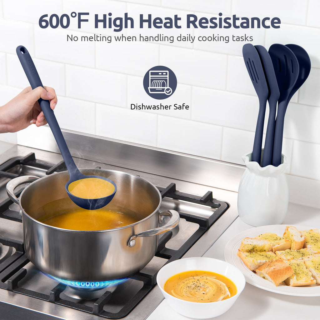 Silicone Kitchen Cooking Utensil Set: 446°F Heat Resistant 13.6in Long Kitchen Gadgets, BPA Free Non Stick Rubber Coo... - Image 6