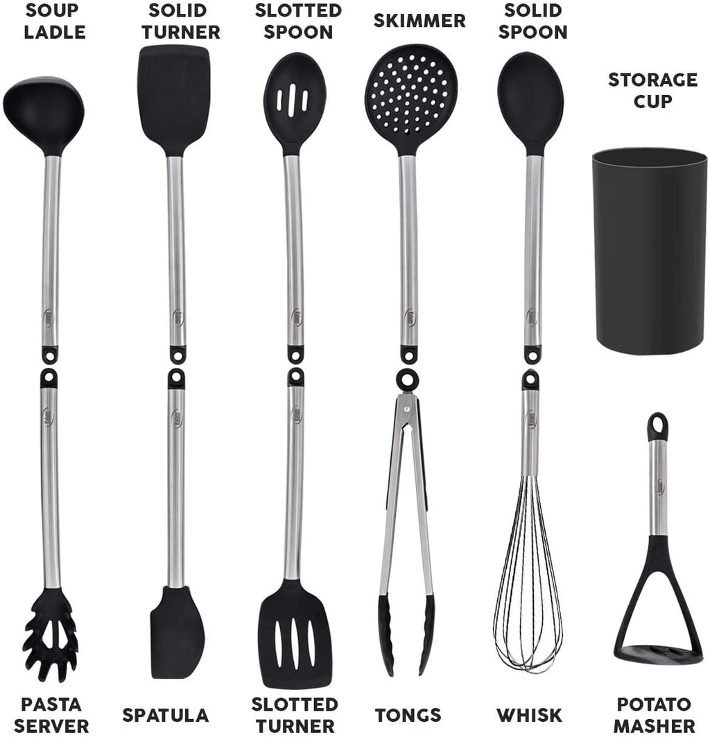 12-Pc Silicone Cooking Utensils Set Apartment Essentials Kitchen Tools - Image 6