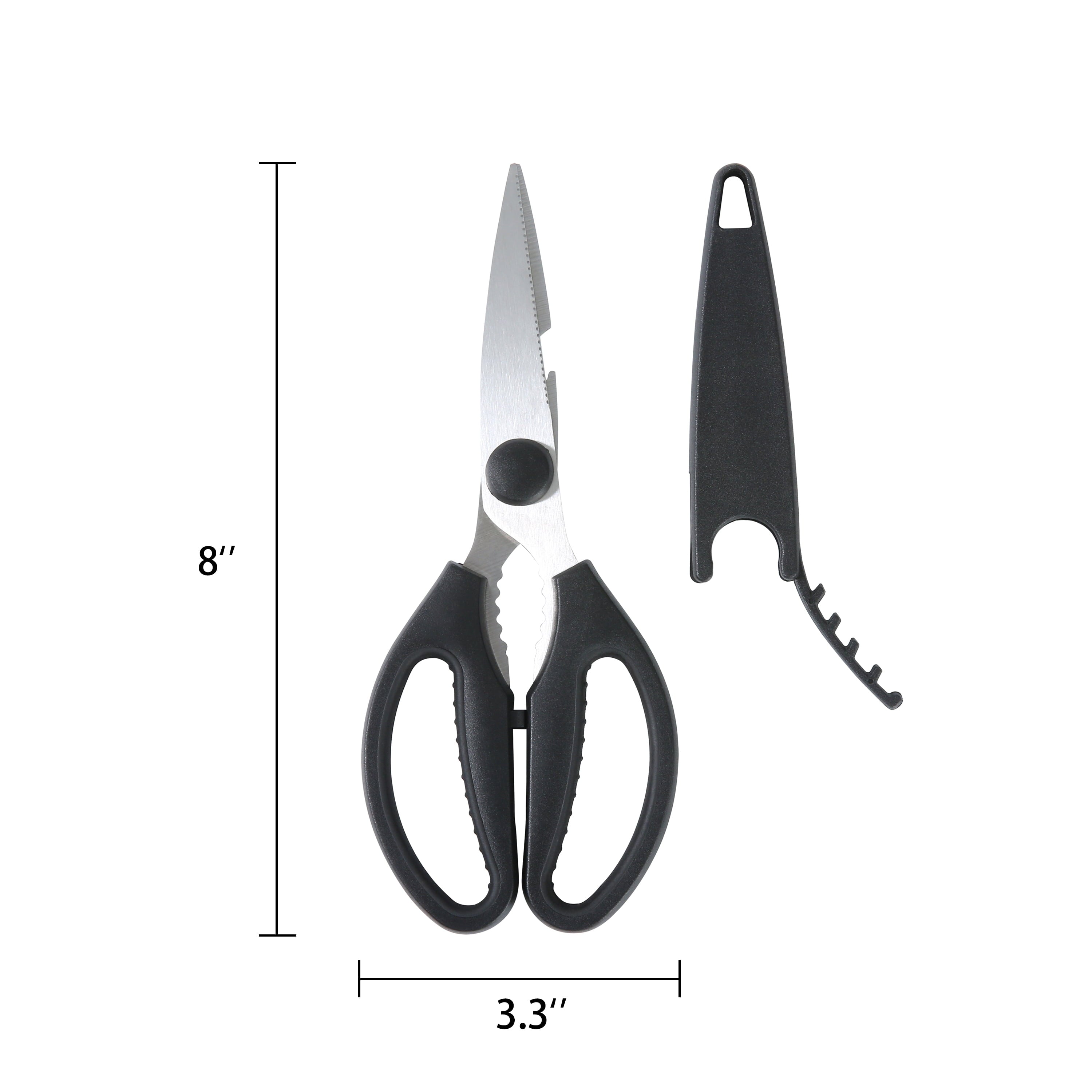 Black Handle Stainless Steel Multi-Purpose 8.6in Kitchen Shears - Image 3