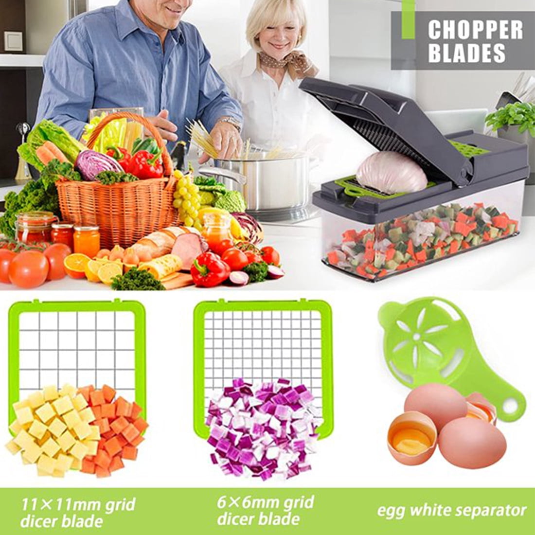 DEISNGB Vegetable Chopper, Multifunctional 13-in-1 Food Choppers Onion Chopper Vegetable Slicer Cutter Dicer Veggie Chopper with Container - Image 2