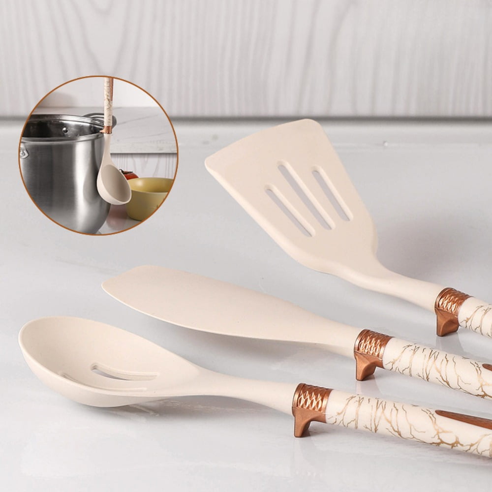 Silicone Cooking Utensils Set - 446°F Heat Resistant Silicone Kitchen Utensils for Cooking,Kitchen Utensil Spatula Set w Wooden Handles and - Image 3
