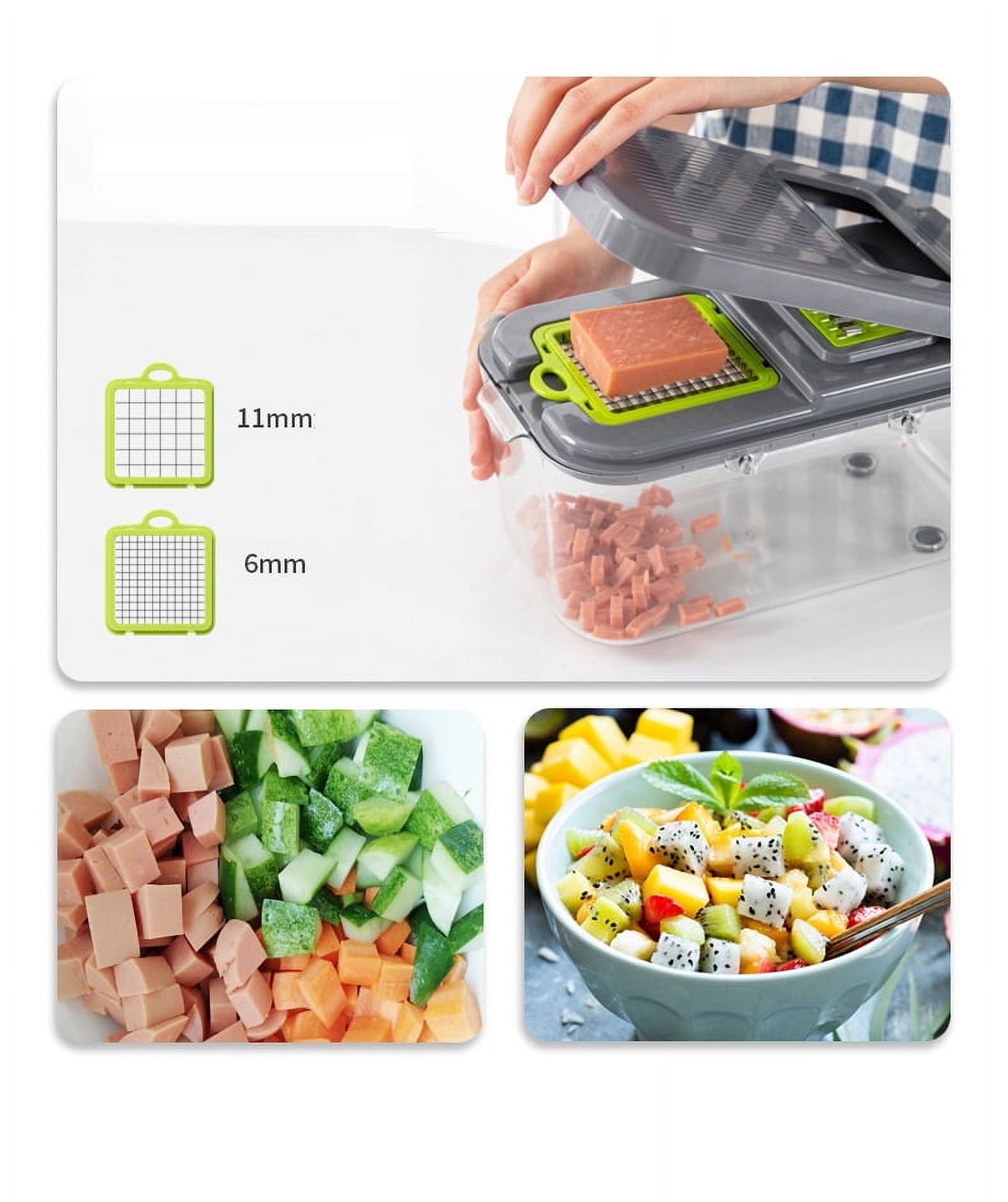 22-in-1 Vegetable Slicer Cutter Machine with Colander Basket, Multifunctional Durable Chopper for Fruits, Garlic, Zoodles, Cheese, Salad Pre - Image 4