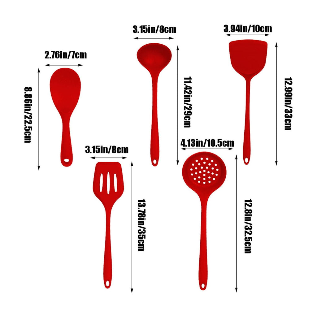 FHBVT Multifunctional Kitchenware Set, 5-Piece Silicone Utensils for Cooking, Easy-to-Clean Kitchen Tools, Heat-Resistant Spatulas and Spoon - Image 3