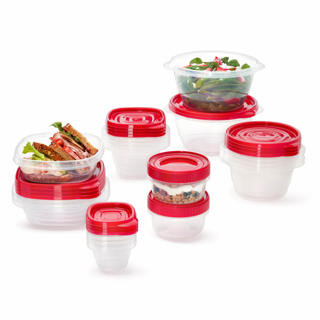 Rubbermaid TakeAlongs 40 Piece Food Storage Set, Red, Total of 12.6 Qts - Image 3