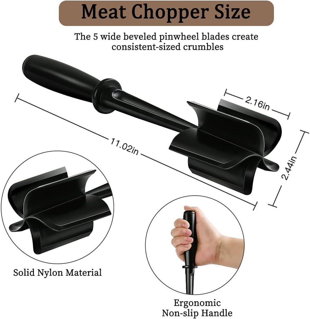 2pc , Premium Cutter Tool for Ground Beef, Nylon Ground Beef Tool and Fork, Non Stick Mix for Chopped Potatoes, Black - Image 6
