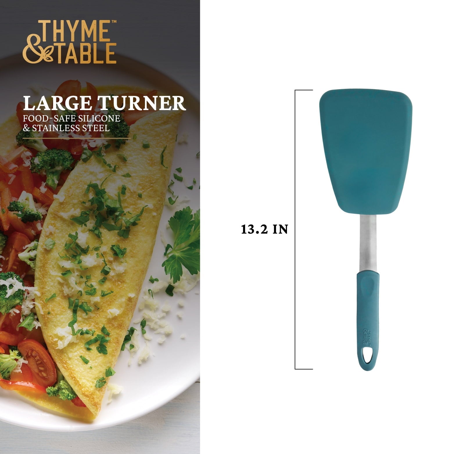 Thyme & Table Food-Safe Silicone Large Turner, Green - Image 3