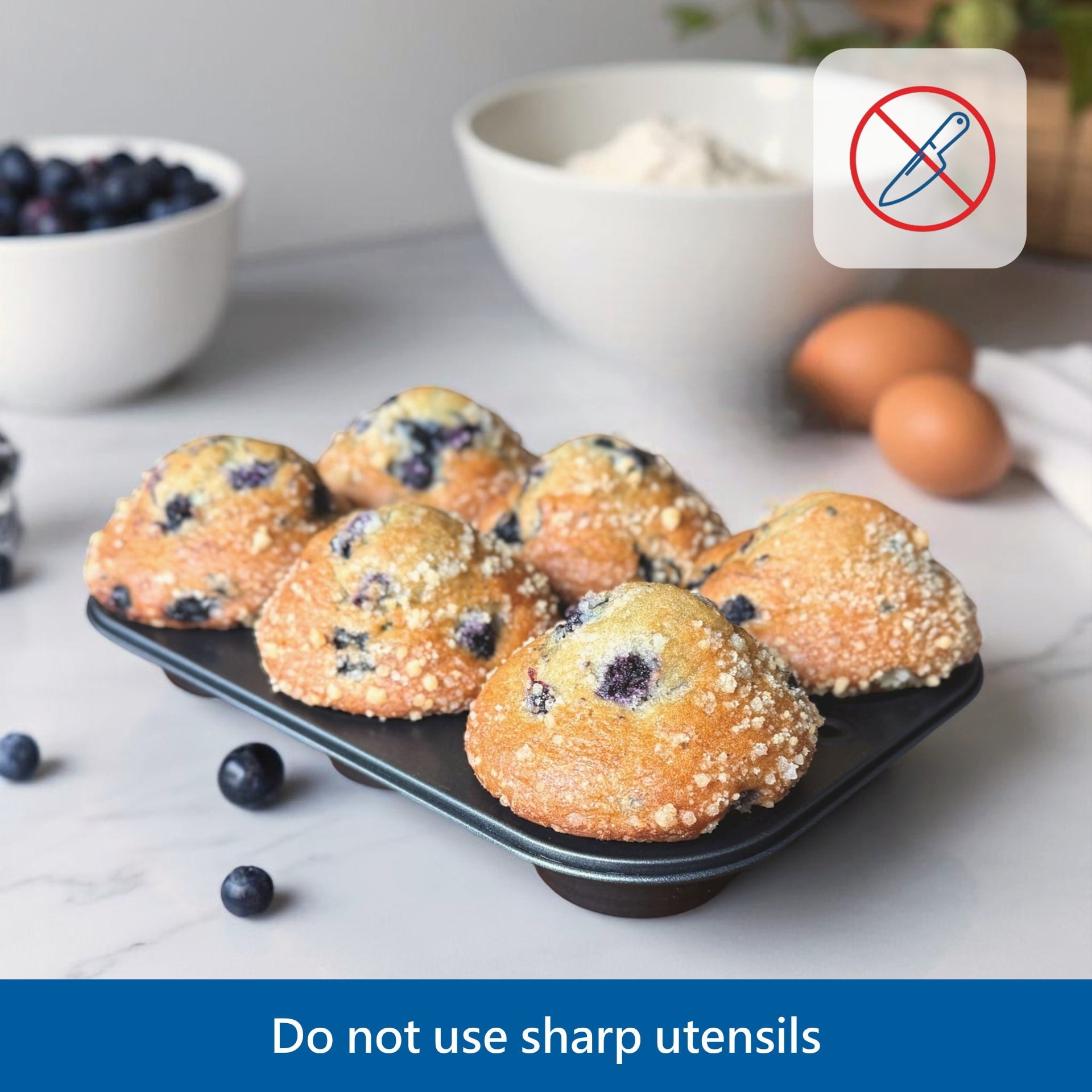 6-Cup Nonstick Steel Muffin Pan, 2.9" Cup, Gray, 1 Count - Image 6