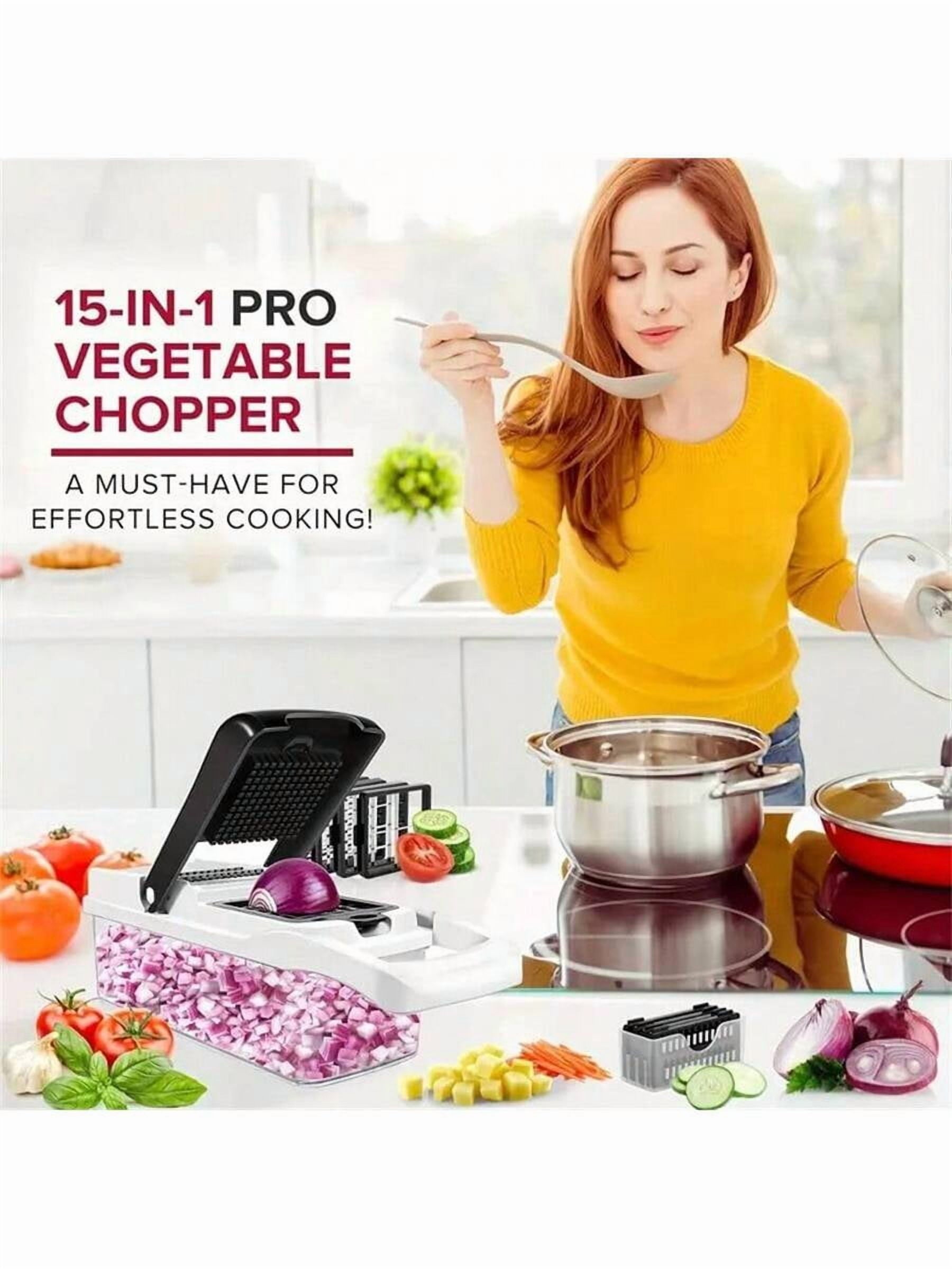 Vegetable Chopper, 15-in-1 Multifunctional Kitchen Slicer and Dicer, Handheld Fruit and Cheese Slicer, Carrot Slicer,... - Image 4