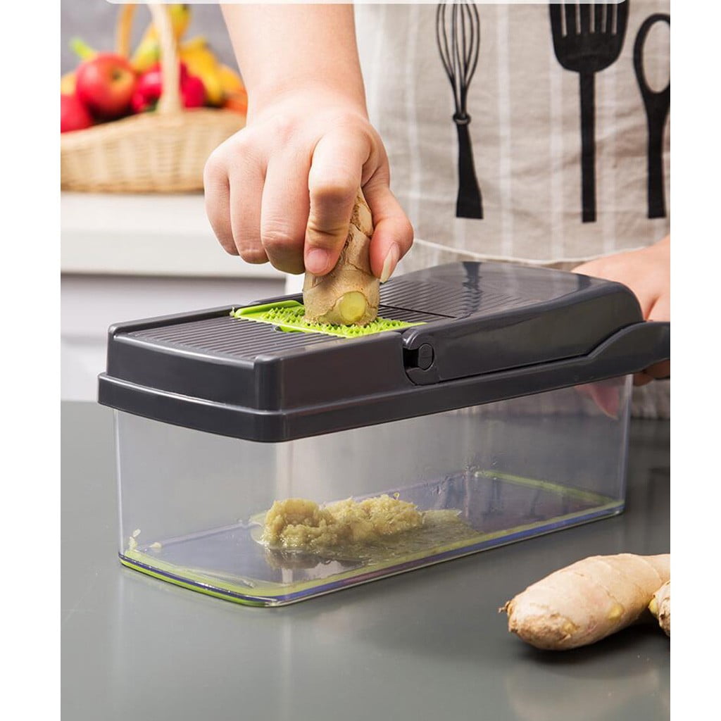TTJ Food Prep Chopper Vegetable Dicer Manual Food Chopper 7 Blade Multi Function Salad Cutter Onion Garlic Ginger Herb Dicer Kitchen Food Pr - Image 3