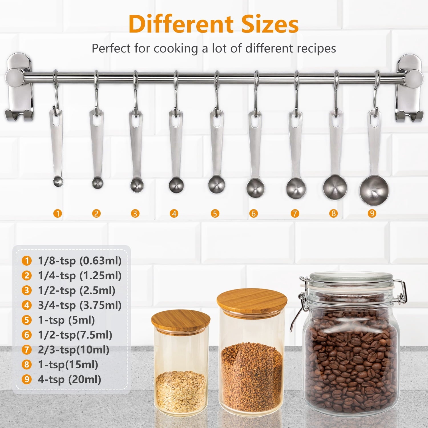 Stainless Steel Measuring Spoons Set of 9 Piece - Accurate Measurement for Cooking and Baking - Durable and Rust-Resi... - Image 2