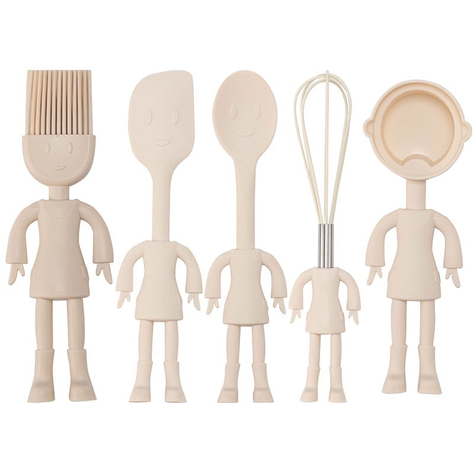 5pc Set Adorable Cartoon Silicone Baking Tools Set for Kids, Creative Kitchen Utensils for Baking and Cooking