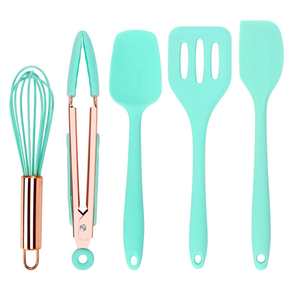 Silicone Spoonula Set, Includes Five-Piece Mini Utensils, Fresh Green, Perfect For Cooking, Mixing, Baking, Serving, ...