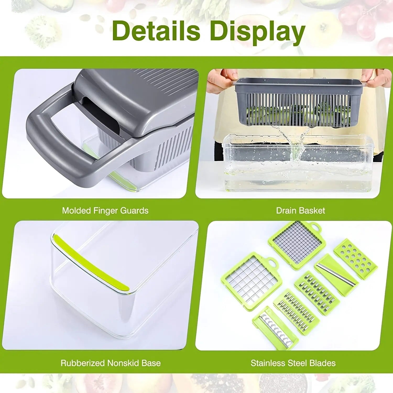 13 in 1 Vegetable Chopper, Multifunctional Food Chopper with Container, 8 Blade food processor with Onion Chopper, Sl... - Image 2