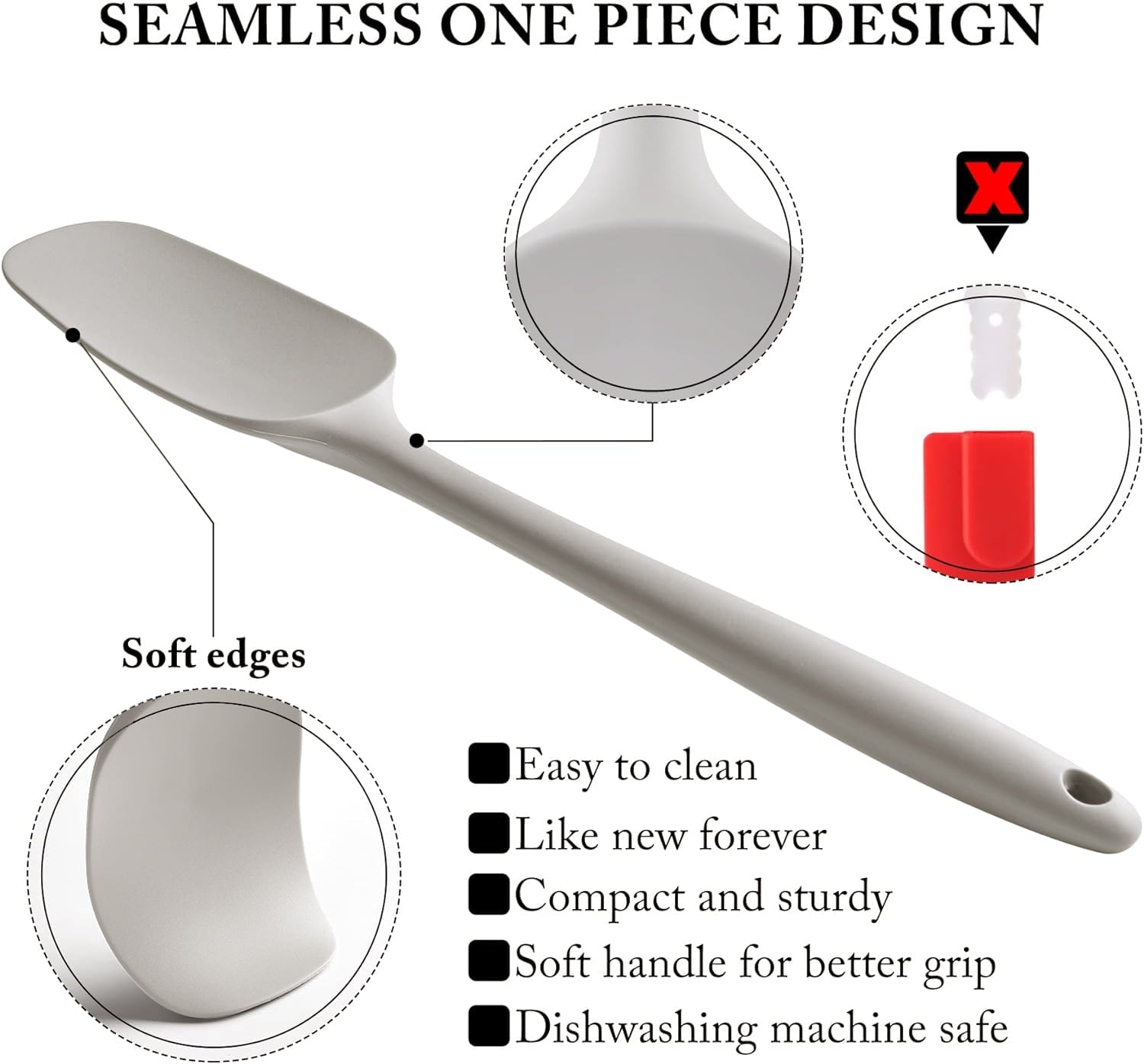 Food grade silicone rubber spatula set, 6-piece kitchen cooking and baking mixing utensil set, high heat resistance n... - Image 2
