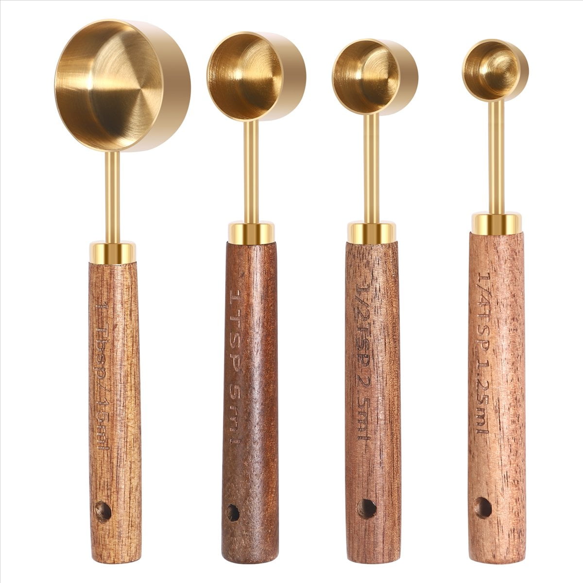 Set Wood Handle Stainless Steel Scoop Baking Tool Kit Kitchen Accessories 1 - Image 2