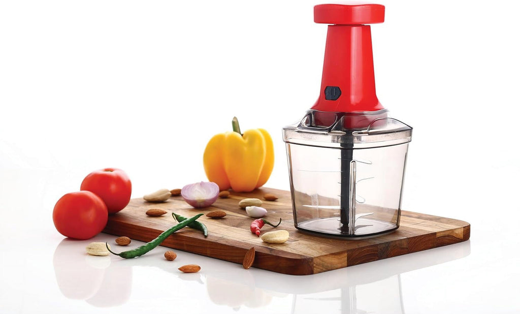 Manual Food Chopper & Processor with Stainless Steel Blades, 1000ml, Red - Image 5
