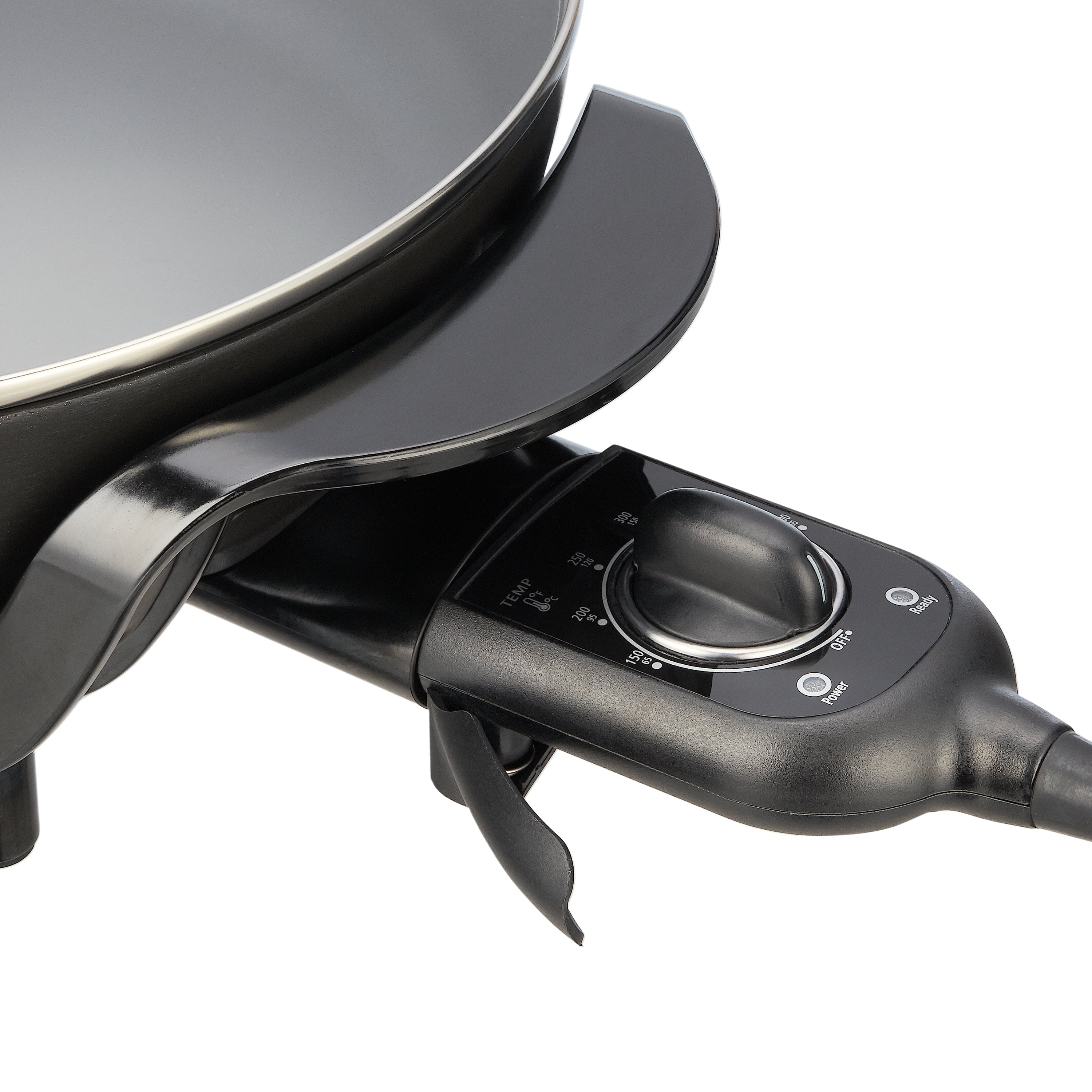12" Round Ceramic Skillet, Black,Nonstick, 1200W, Removable Temp Control, Dishwasher Safe - Image 5
