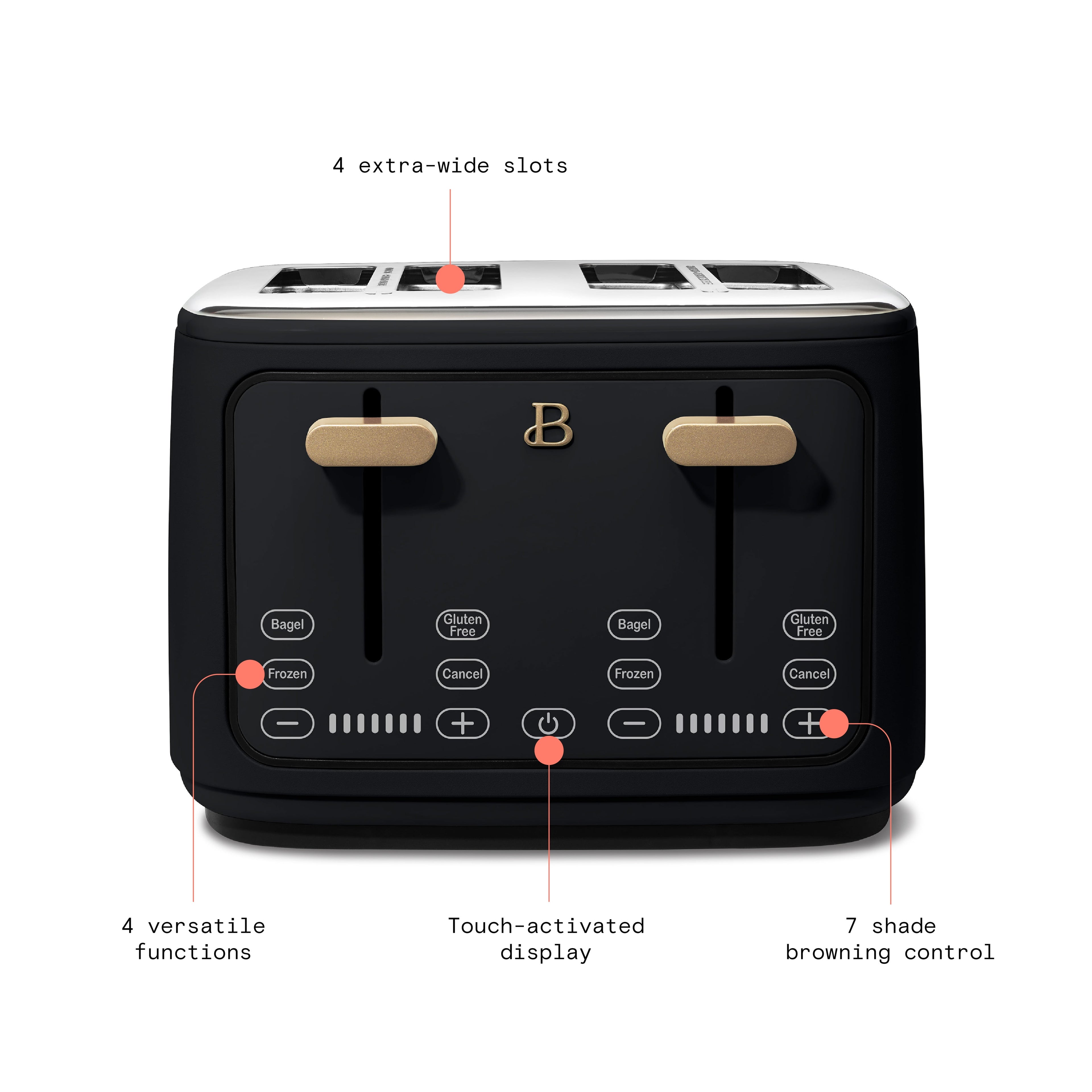 4-Slice Toaster with Touch-Activated Display, Black Sesame - Image 3