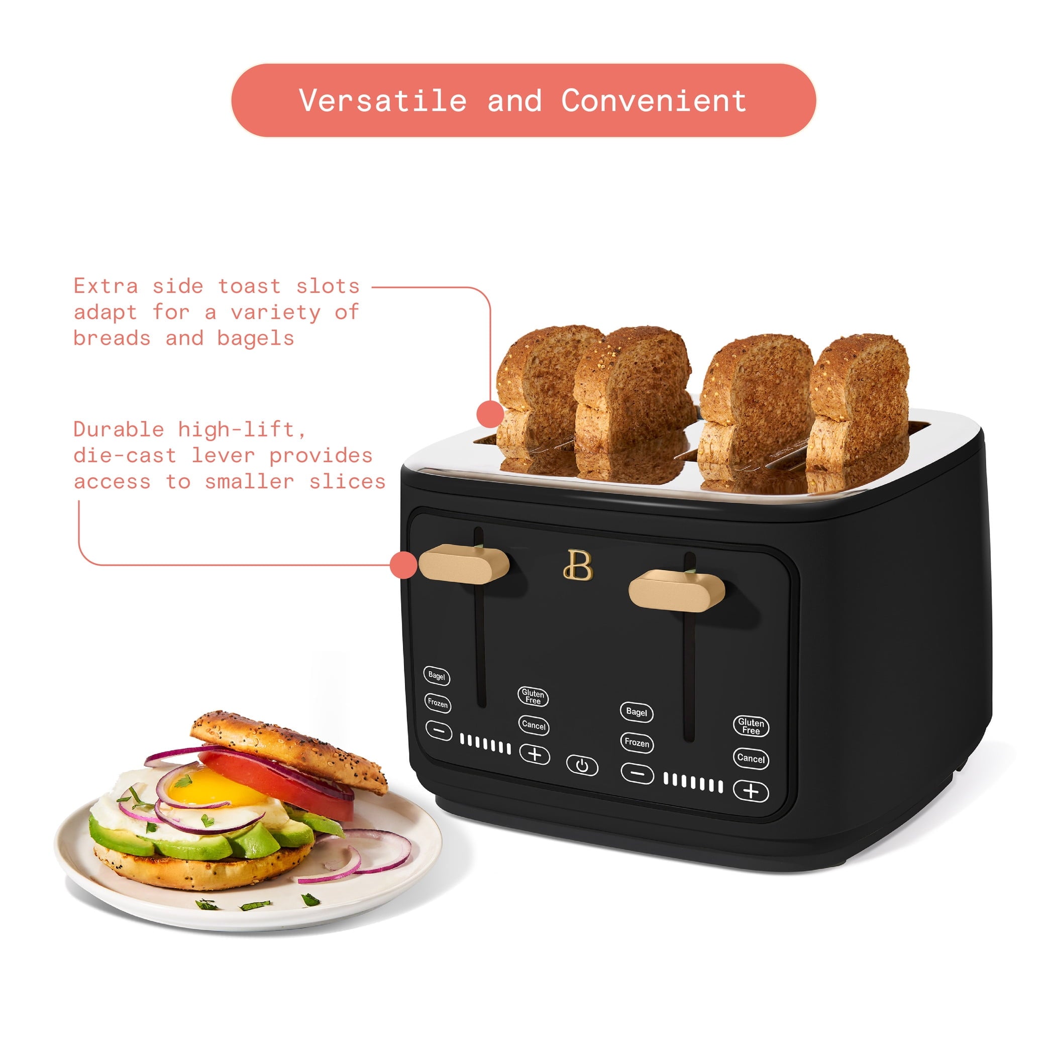 4-Slice Toaster with Touch-Activated Display, Black Sesame - Image 6