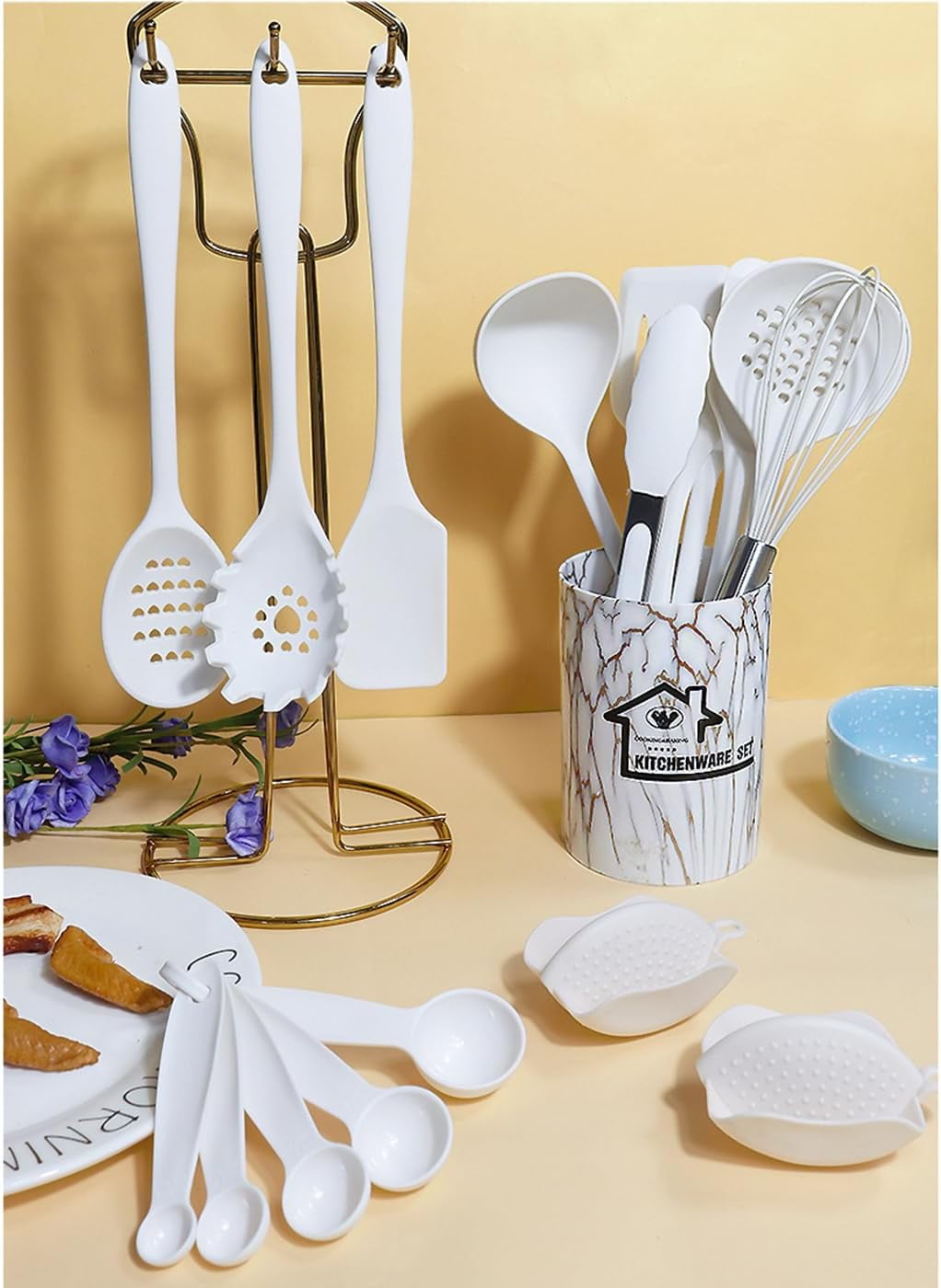 18PCS Silicone Cooking Utensils Set - 446°F Heat Resistant Kitchen Utensils,Turner Tongs,Spatula,Spoon,Brush,Whisk,Kitchen Utensil Gadgets T - Image 4