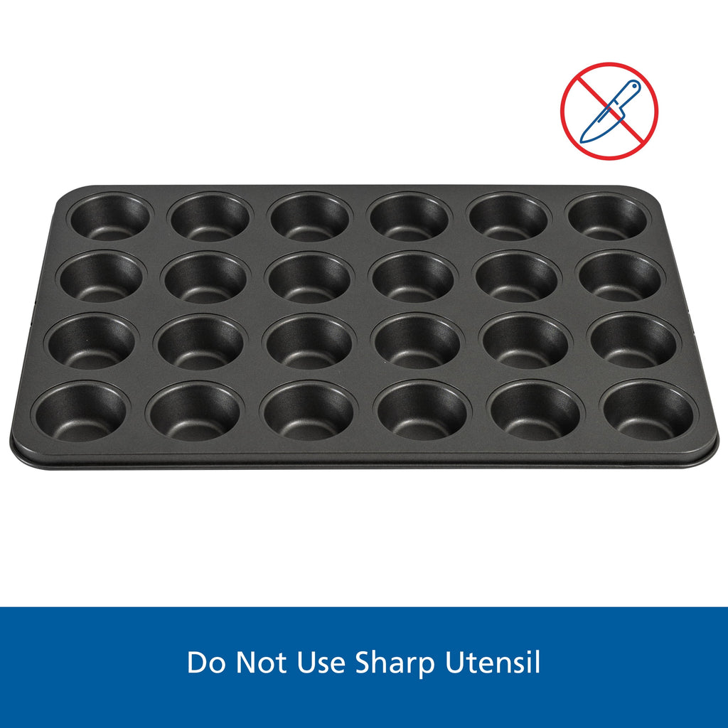 24 Cavity Mini Muffin Pan, Non-Stick Bakeware,1.8 inch Diameter Cups,Gray,Carbon Steel - Image 6