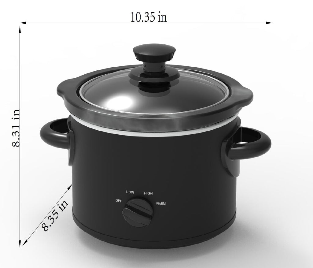 2 Quart Manual Slow Cooker, Durable Matte Black Finish - Image 6