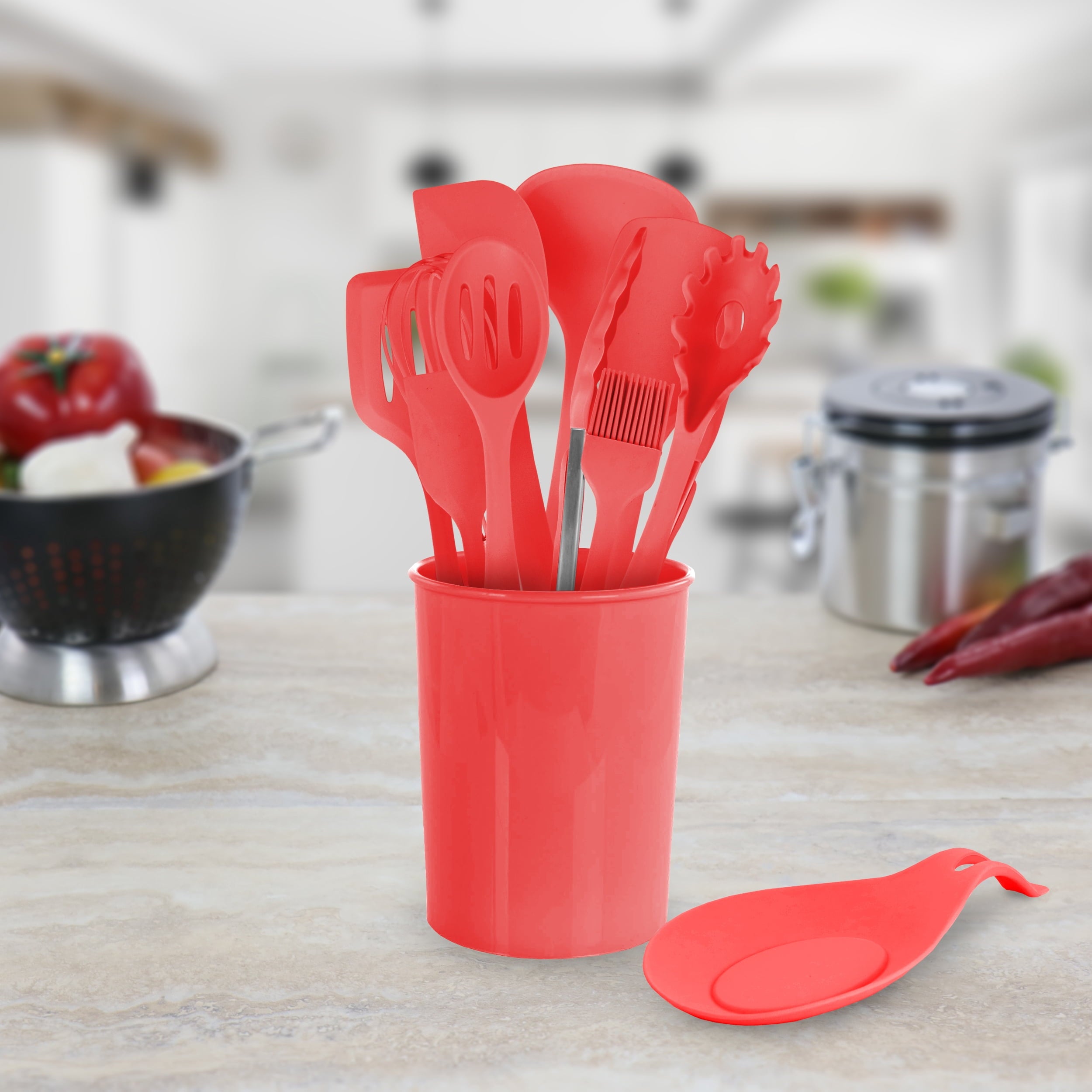 Red 12 Piece Silicone Cooking Utensils - Image 4