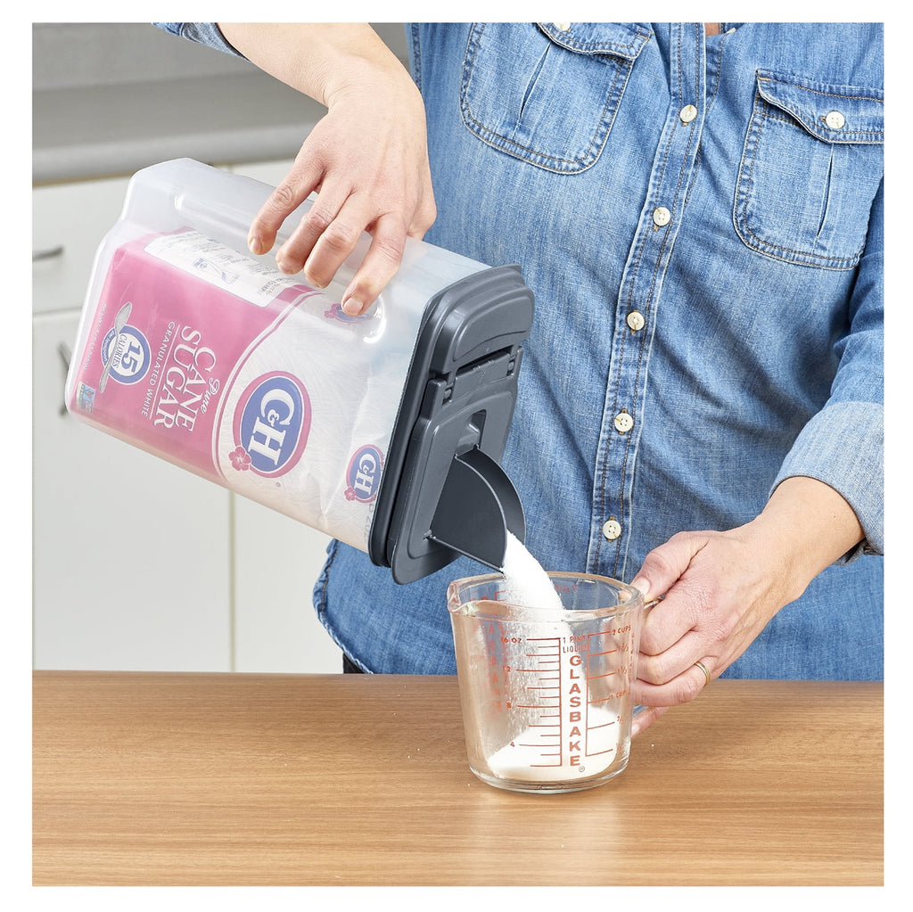 3.5 QT Plastic Food Dispenser, Clear with Gray Lid (1 Each) 7.5" L x 3.75" W x 9.25" H, Designed to Help with Kitchen... - Image 3